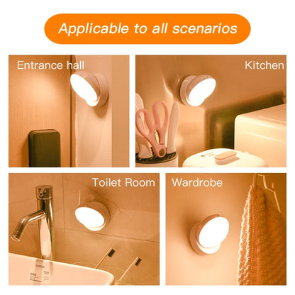 360° Rotating Magnetic LED Night Light Motion Sensor USB Rechargeable Lamp