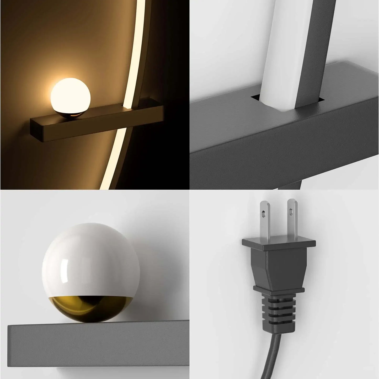 2pcs Modern Adjustable LED Wall Sconce 31.5" Arched Bedside Lamp 3000K Warm Glow
