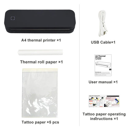 Portable A4 Thermal Printer Document Tattoo Printer Bluetooth Wireless Mini Printer Notes lmage Photo Printing Machine A4 Paper