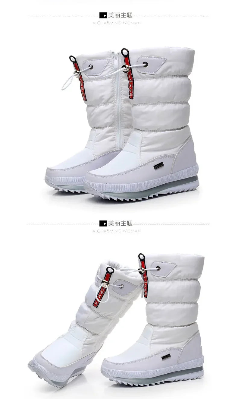 Winter Boots for Women Fashion Thick Plush Waterproof Non-slip Boots Couple Winter Shoes High Quality Warm Fur Boots New Zapatos