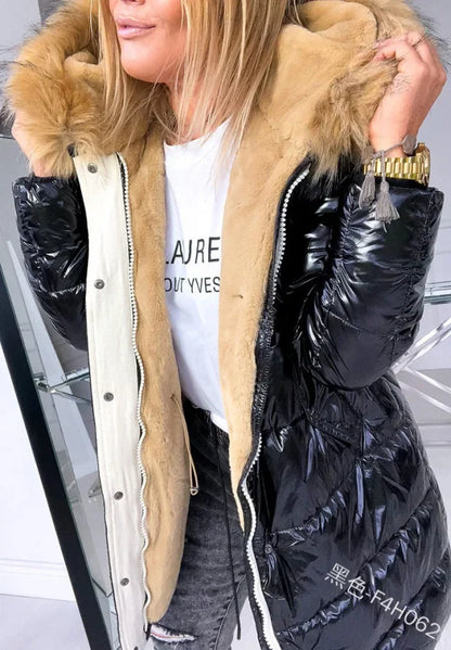 womens puffer jacket faux fur collar,  Puffer Jacket Women