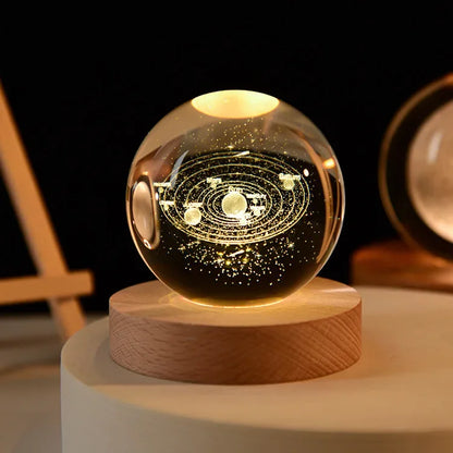3D Galaxy Crystal Ball Night Light USB LED Moon Lamp Home Decor Gift Planet