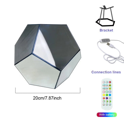 LED RGB Dodecahedron Night Light Geometric Colorful Space Lamp Home Decor Gift