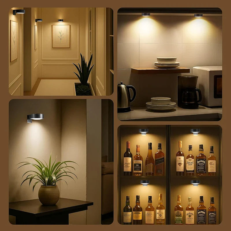 3 Pack Magnetic Picture Lights with Remote Dimmable Battery Art Wall Lights