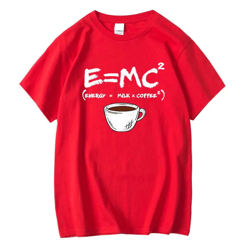 Men's Cotton T-Shirt – Funny Energy=Milk+Coffee Summer Tee