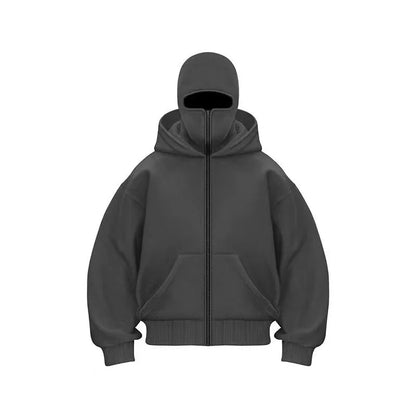 Men's Balaclava Zip Hoodie – Winter Warm Face Mask Jacket