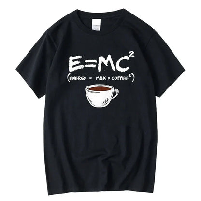 Men's Cotton T-Shirt – Funny Energy=Milk+Coffee Summer Tee