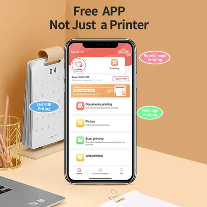 Portable A4 Thermal Printer Document Tattoo Printer Bluetooth Wireless Mini Printer Notes lmage Photo Printing Machine A4 Paper