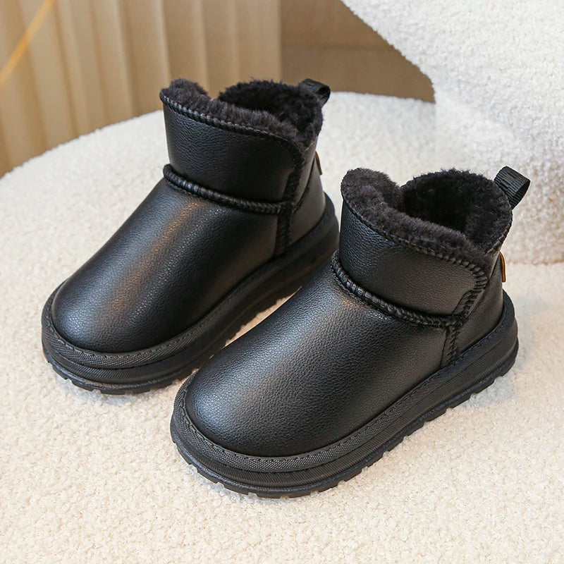 2025 Winter Children Snow Boots for Boys Girls Fashion Warm Thick Plush Ankle Boots Anti-skid Kids Boots Classic Rubber Shoes