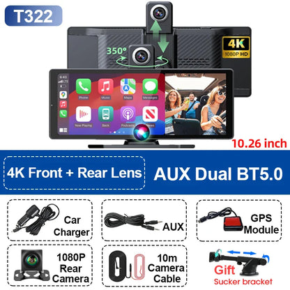 10.26'' Universal Portable Carplay Car Screen Wireless Carplay Screen Wireless Car Stereo Carplay Android Auto Car Touchscreen
