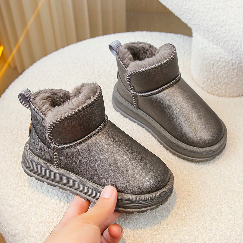2025 Winter Children Snow Boots for Boys Girls Fashion Warm Thick Plush Ankle Boots Anti-skid Kids Boots Classic Rubber Shoes