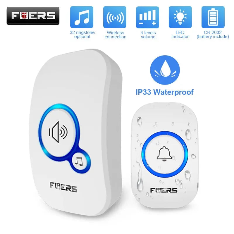 Wireless Waterproof Doorbell Welcome Chime 32 Songs Battery Operated