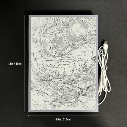 Starry Night LED Art Lamp 3D Night Light Van Gogh Style Aesthetic Room Decor