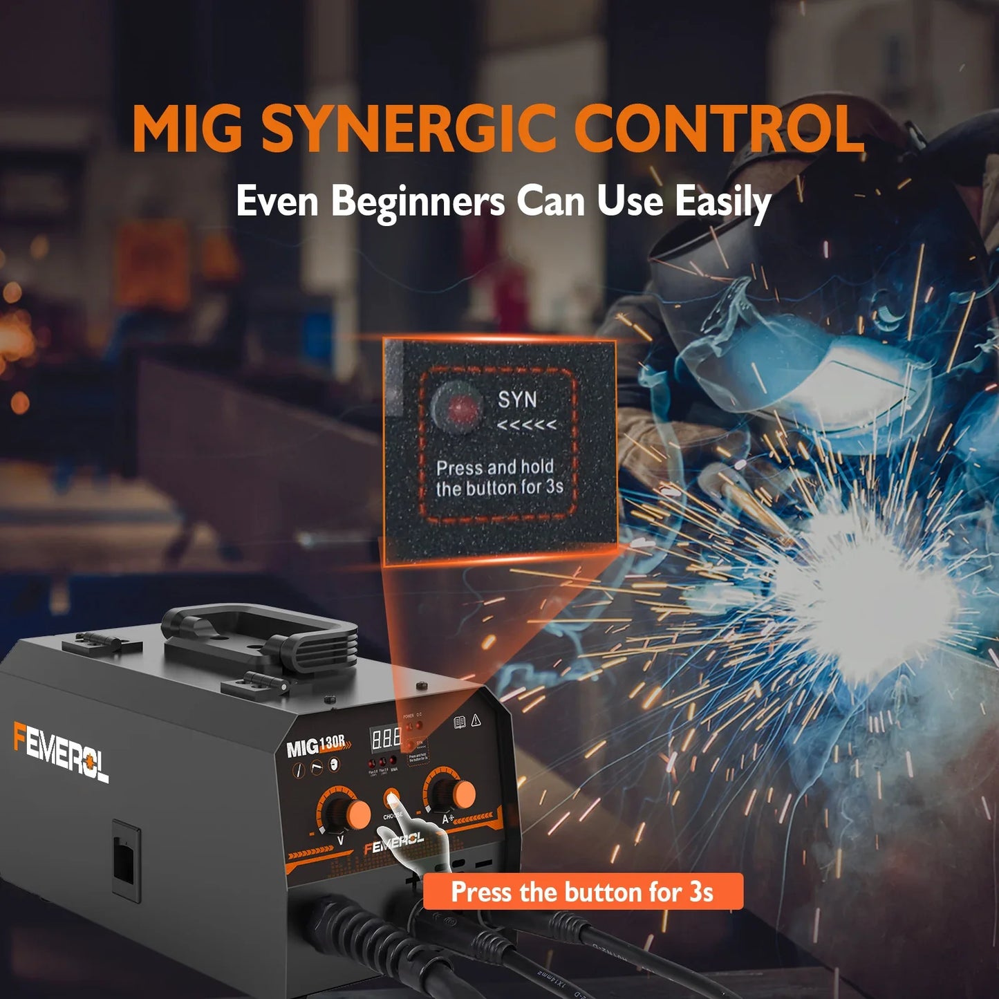 2-in-1 MIG Welder 130A Gasless Flux Core ARC IGBT Welding Machine for Home DIY