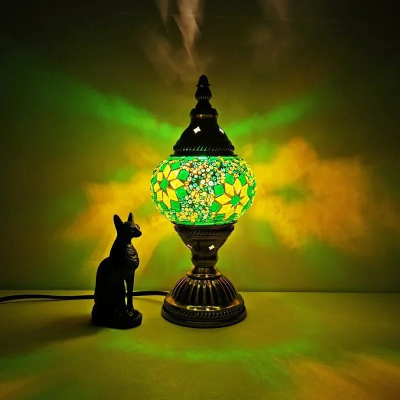 Turkish Stained Glass Table Lamp Mosaic Retro Bedside Cafe Decor Light