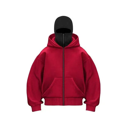Men's Balaclava Zip Hoodie – Winter Warm Face Mask Jacket