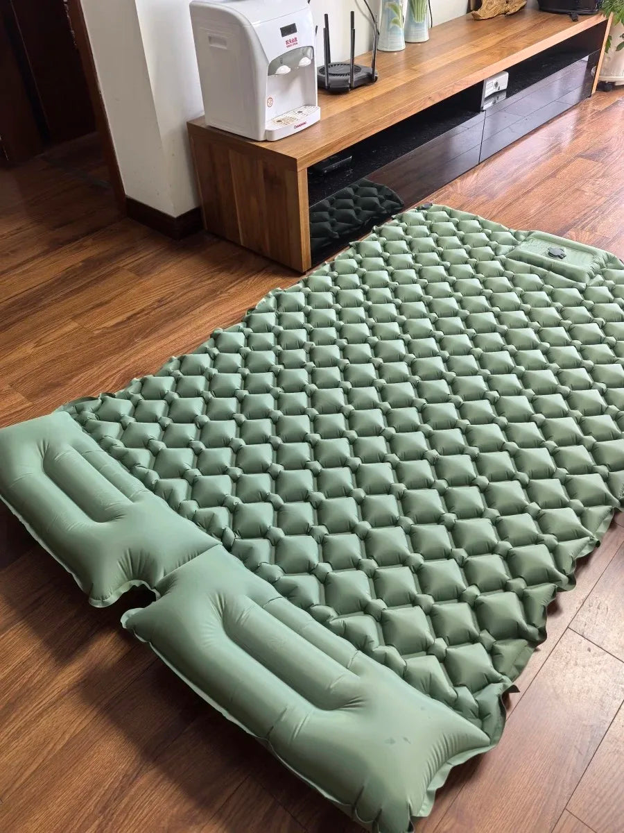 2025 Upgrade Double Air Mattress Camping Inflatable Bed Built-in Pump Waterproof