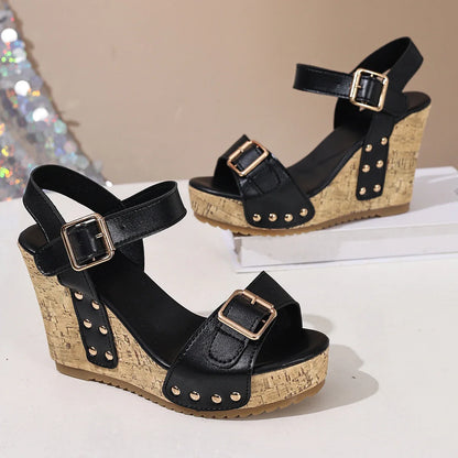 Vintage Platform Wedge Heel Ankle Strap Sandals Women Summer 2026 Thick Bottom Super High Heel Sandals Woman's Designer Shoes