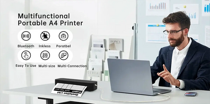 Portable A4 Thermal Printer Document Tattoo Printer Bluetooth Wireless Mini Printer Notes lmage Photo Printing Machine A4 Paper