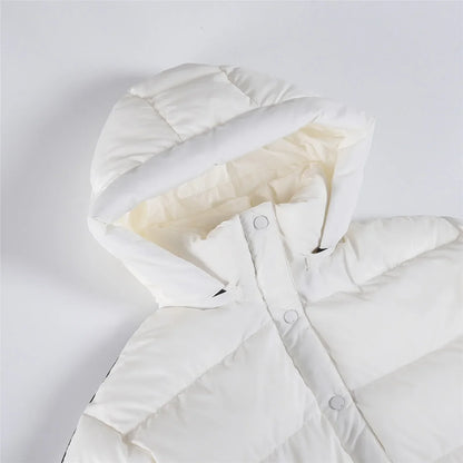 White Winter Jacket for Women – Hooded Thick Warm Padded Coat