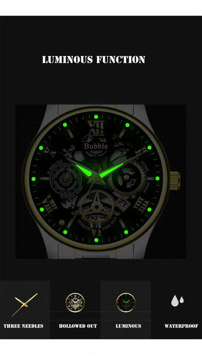 UTHAI Watch for Men – Luxury Quartz Waterproof Hollow Wristwatch