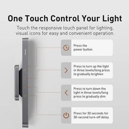 Magnetic Hanging Desk Lamp Rechargeable LED Stepless Dimming Study Work Light