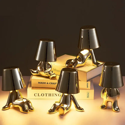 Nordic Golden Man Table Lamp LED USB Bedside Light Luxury Modern Room Decor
