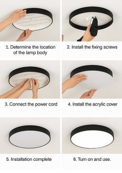 Nordic Solid Wood Round Ultra Thin LED Flush Mount Ceiling Light 18W
