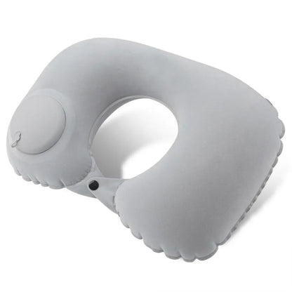 Portable Neck Pillow – Inflatable Flocking Travel Pillow