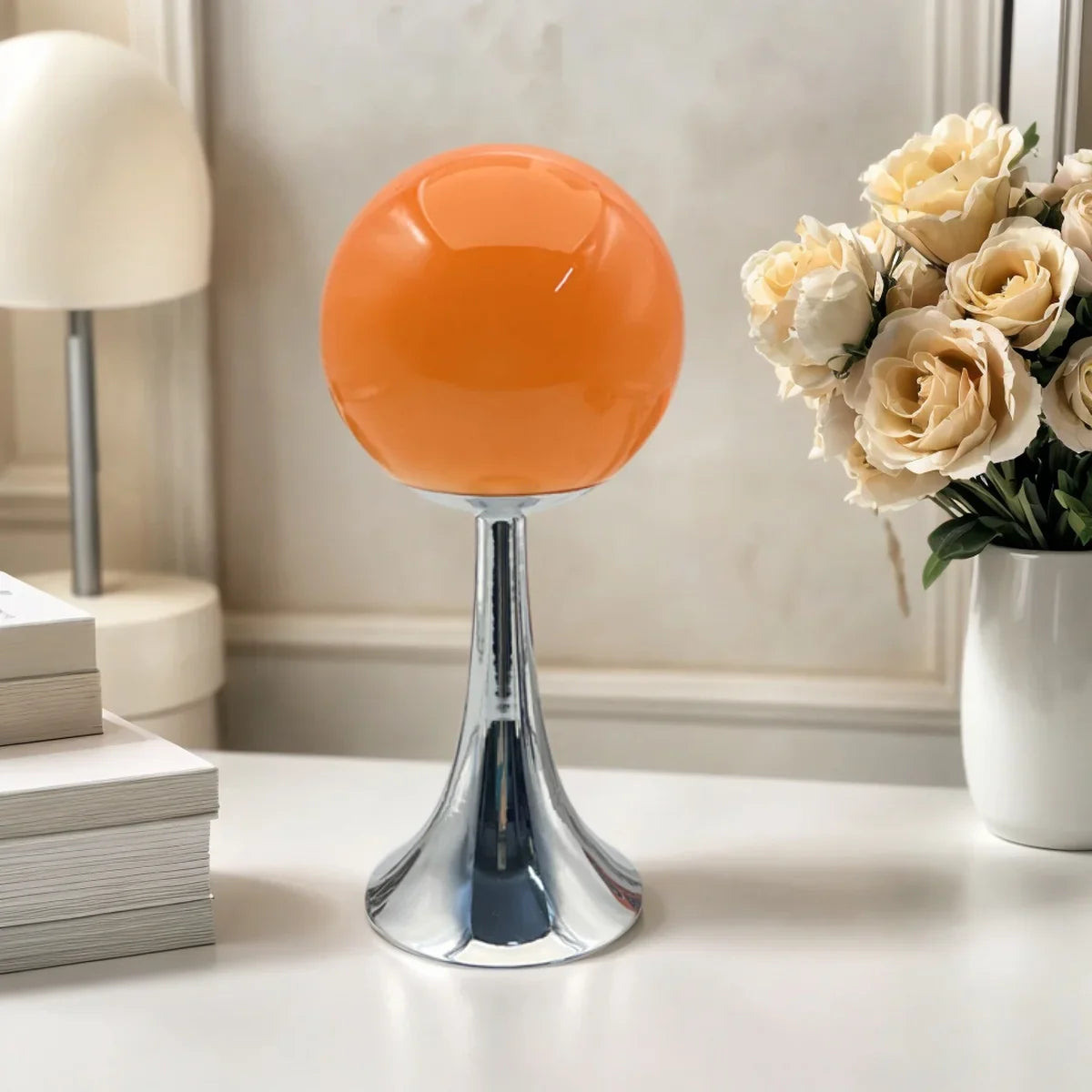 Glass Round Table Lamp Home Bedroom Desk Night Light Atmosphere Bedside Lamp