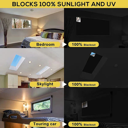Removable 100% Light Blocking Darkest Window Cloth DIY Total Blackout Glass Privacy Darkening Window Tint Black Window Sticker