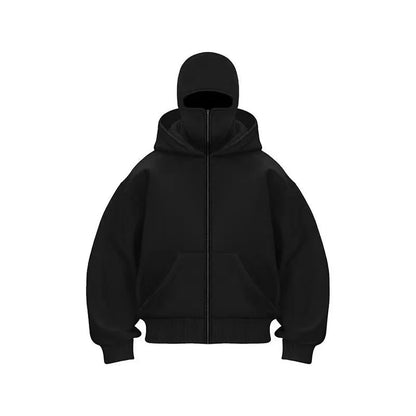 Men's Balaclava Zip Hoodie – Winter Warm Face Mask Jacket