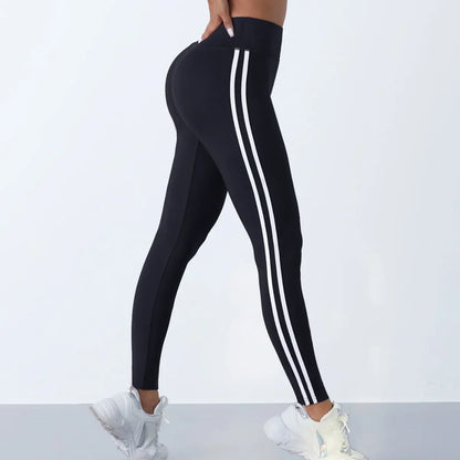 Yoga Leggings Women Striped Slim Sports Pants