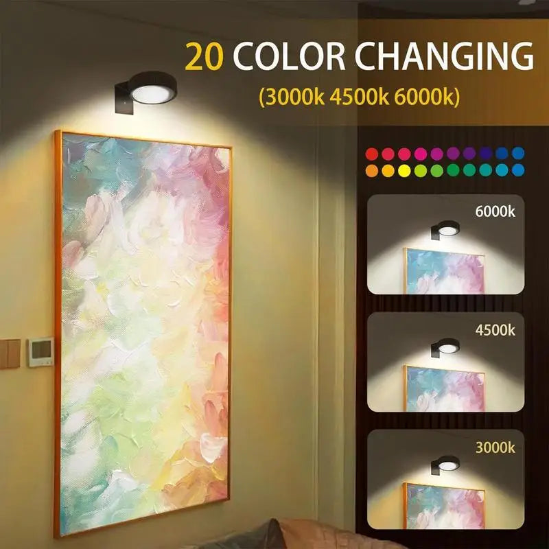 3 Pack Remote Control Picture Lights Battery Powered Dimmable Art Display Lamps