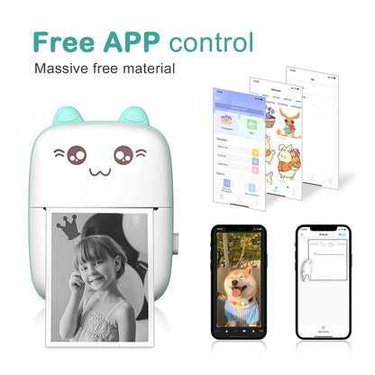 Mini Printer Portable Bluetooth Wireless Smart Label Thermal Portable Printers Stickers Paper Wireless Printers Children Gifts