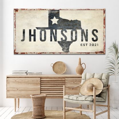 Texas Family Name Sign