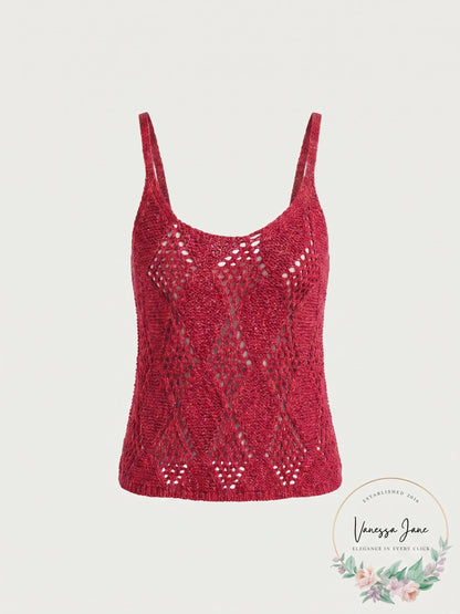 Free People Women’s Glisten Crochet Knit Cami Tank Top Love Potion Pink, Large