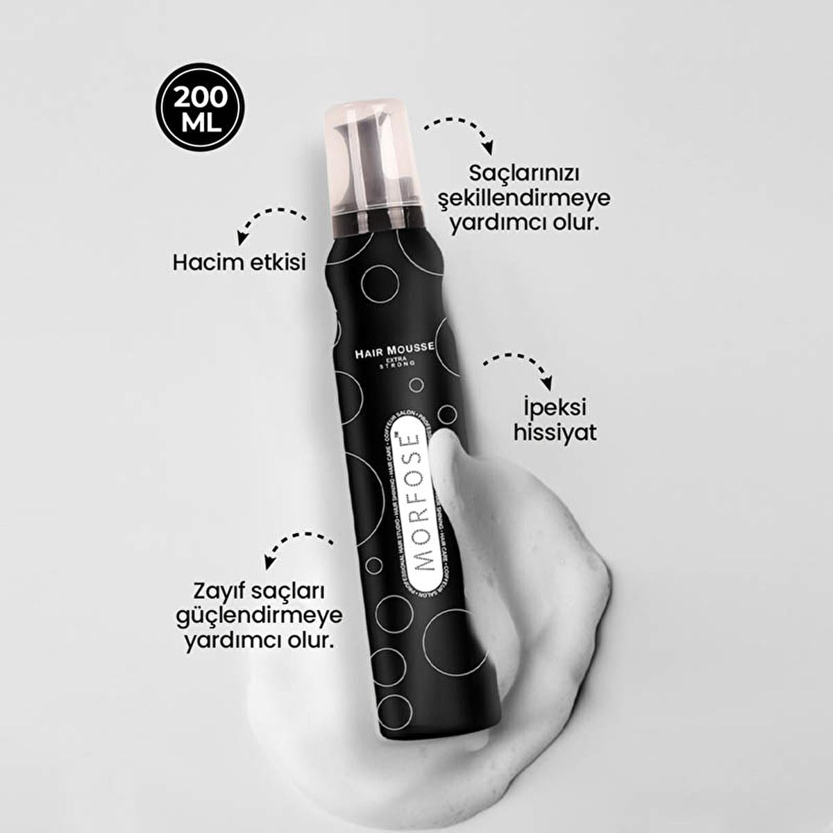 Morfose Extra Strong Hair Styling Mousse - 6.76 fl oz, Strong Hold, Volume Enhancer, Multivitamin Enriched