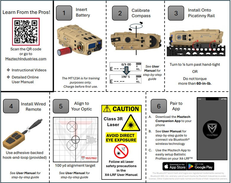 Maztech X4-LRF Gen 2 - Improved Up to 16,400 Yards Ranging & Ballistic Solver - Enhanced Laser Precision