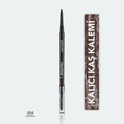 Flormar Ultra Thin Eyebrow Pencil - Waterproof, High Pigment, Built-in Brush for Natural Look