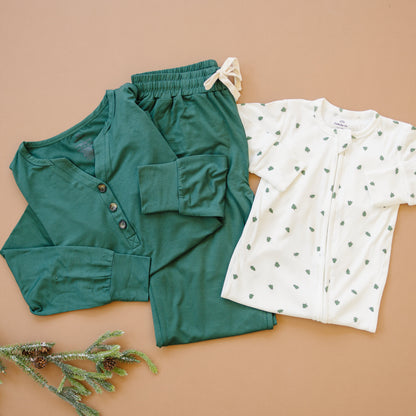 Tiny Trees Ribbed Bamboo Zippy Pajamas