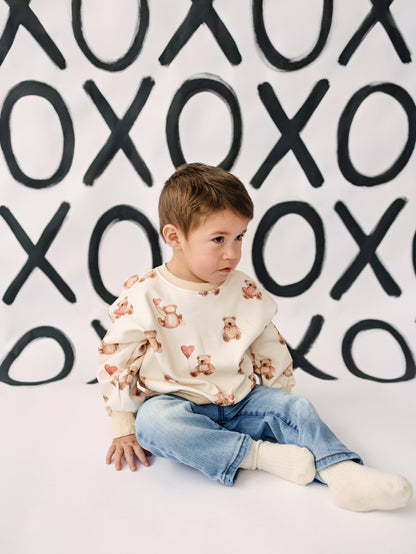 Teddy Bear Hearts Crewneck Sweatshirt