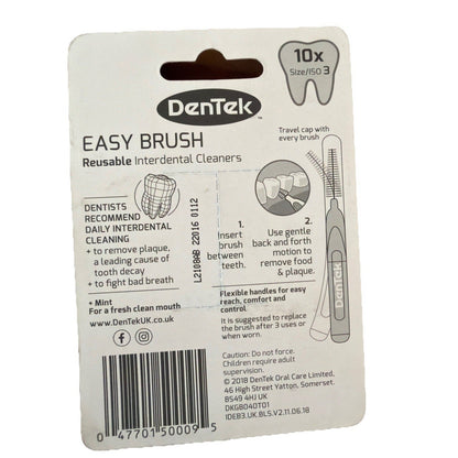 DenTek Easy Brush Interdental Brushes, ISO3 / 0.6mm, Reusable
