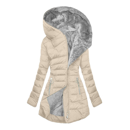 Hooded long-sleeved warm and velvet cotton jacket