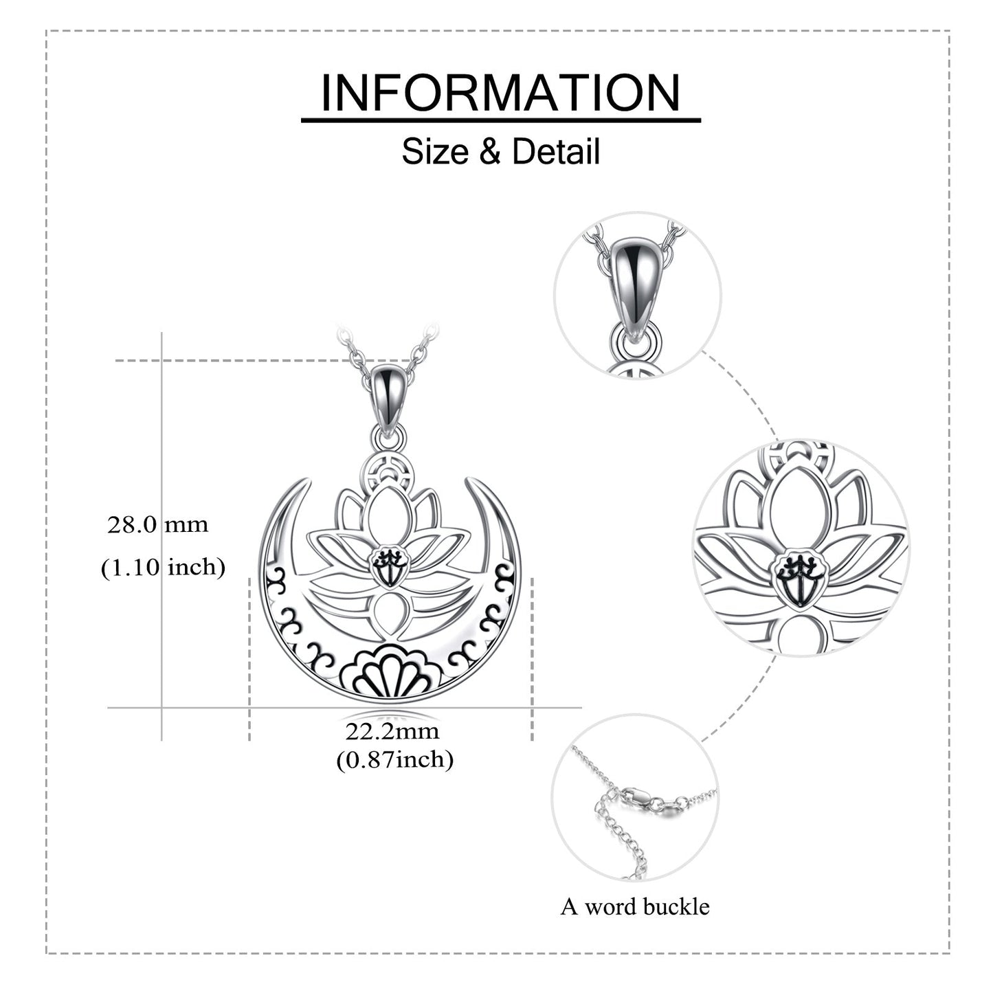Lotus Flower Symbol Yoga Necklace Sterling Silver Sanskrit Symbol  Balancing Jewelry