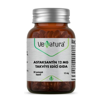 VeNatura Astaxanthin Dietary Supplement 12mg - Antioxidant Support for Adults, 30 Capsules