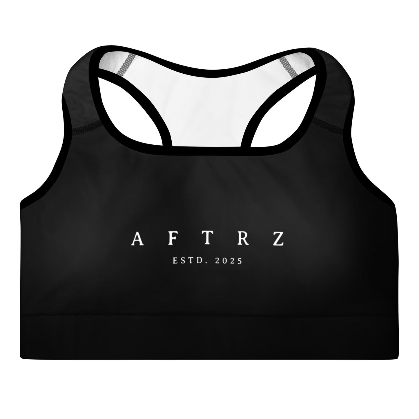 Aftrz Classics Padded Sports Bra - Black with White Logo