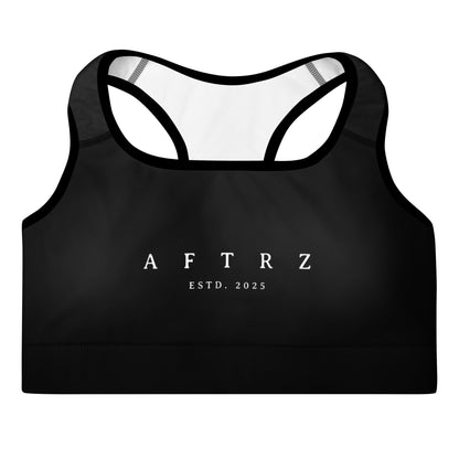 Aftrz Classics Padded Sports Bra - Black with White Logo