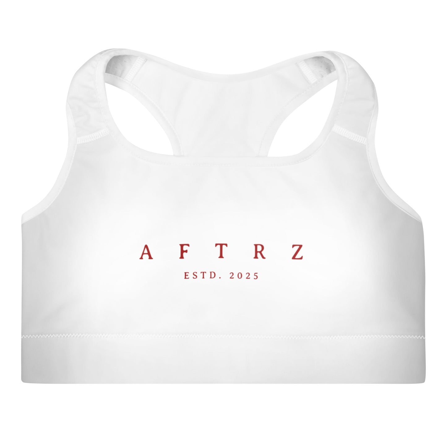 Aftrz Classics Padded Sports Bra - White with Red Logo