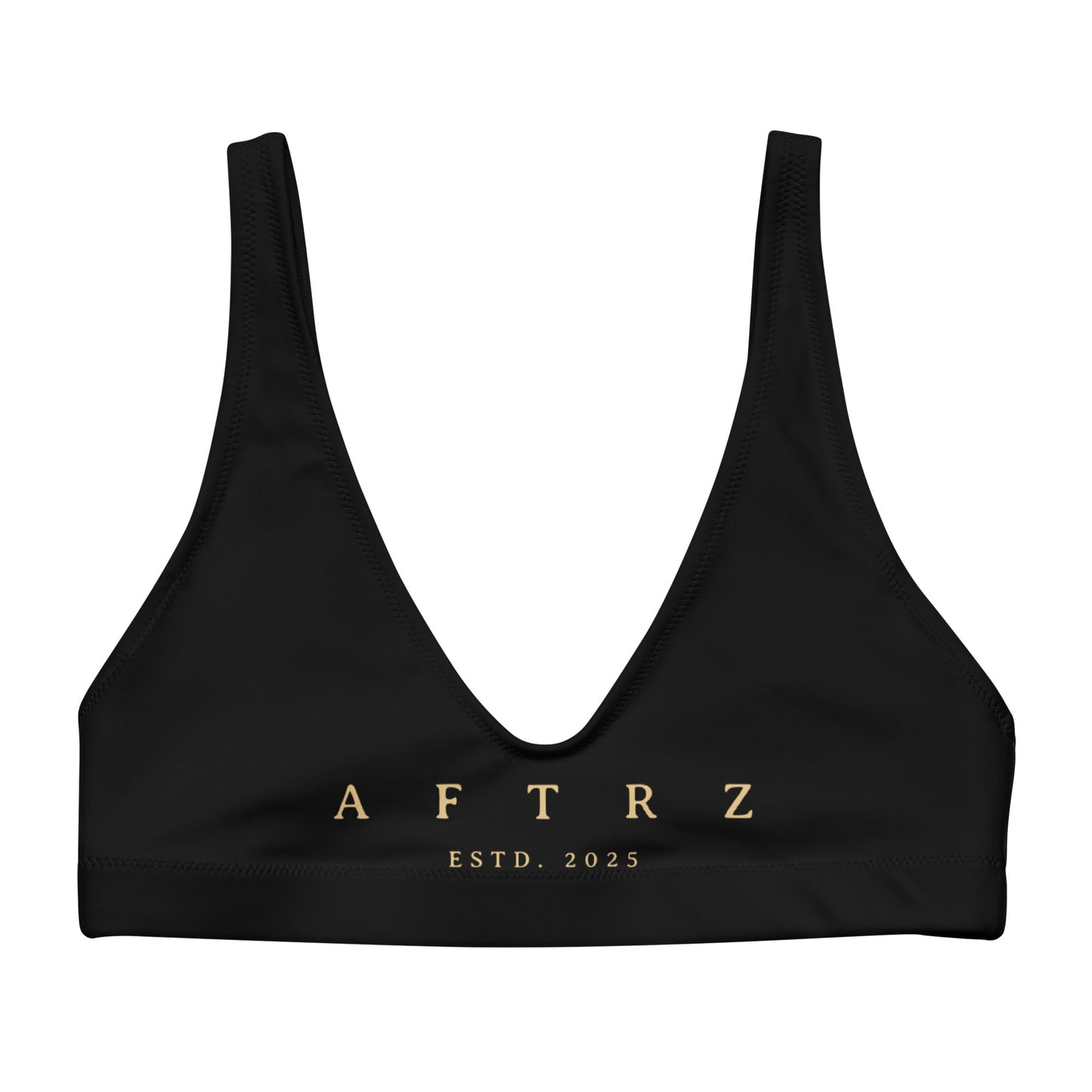 Aftrz Classics Padded Bikini Top - Black with Tan Logo